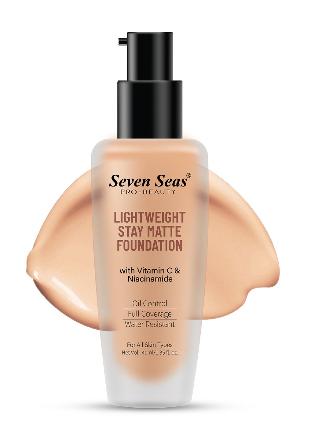 

Seven Seas Full Coverage Stay Matte Foundation With Vitamin C - 40ml - Skin 02, Beige