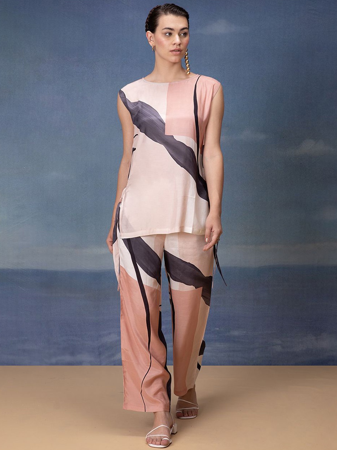 

Bannos Swagger Printed Sleeveless Tunic & Trousers, Pink