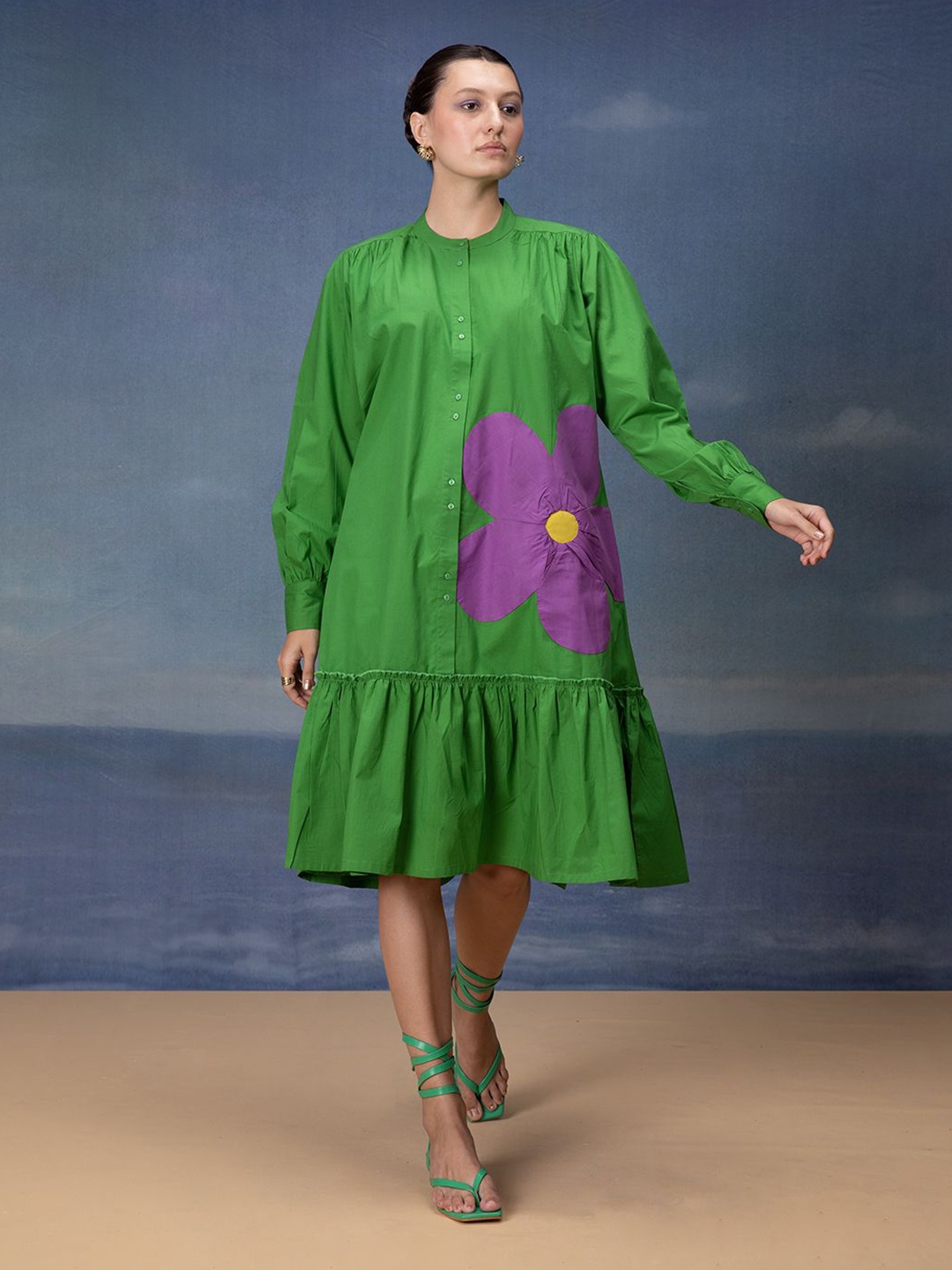 

Bannos Swagger Women Print A-Line Dress, Green