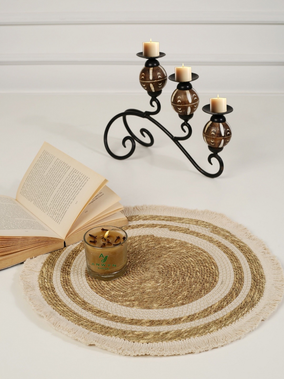 

ANWYN Beige Textured Round Table Placemat