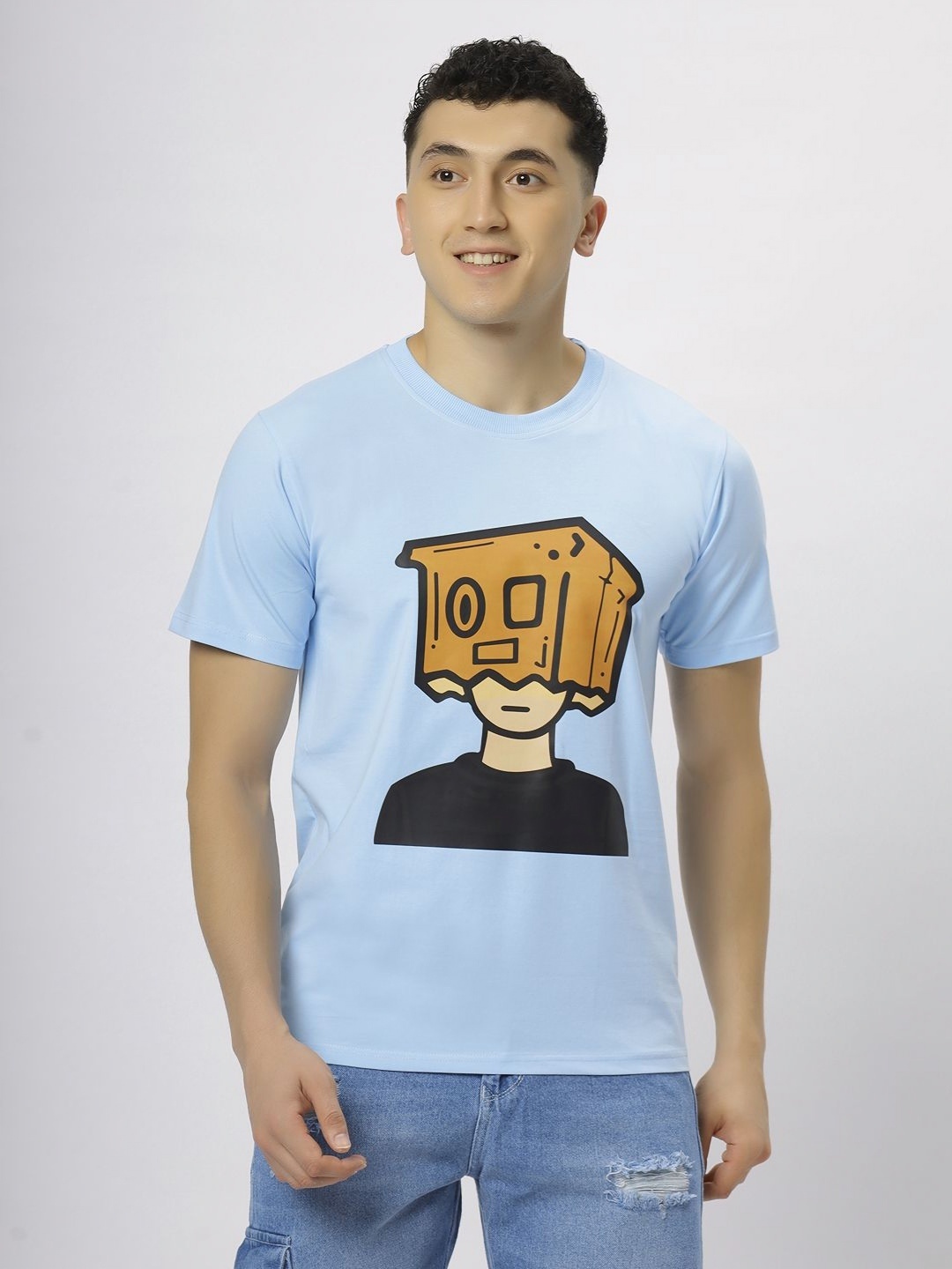 

N AND J Men Printed Applique T-shirt, Blue