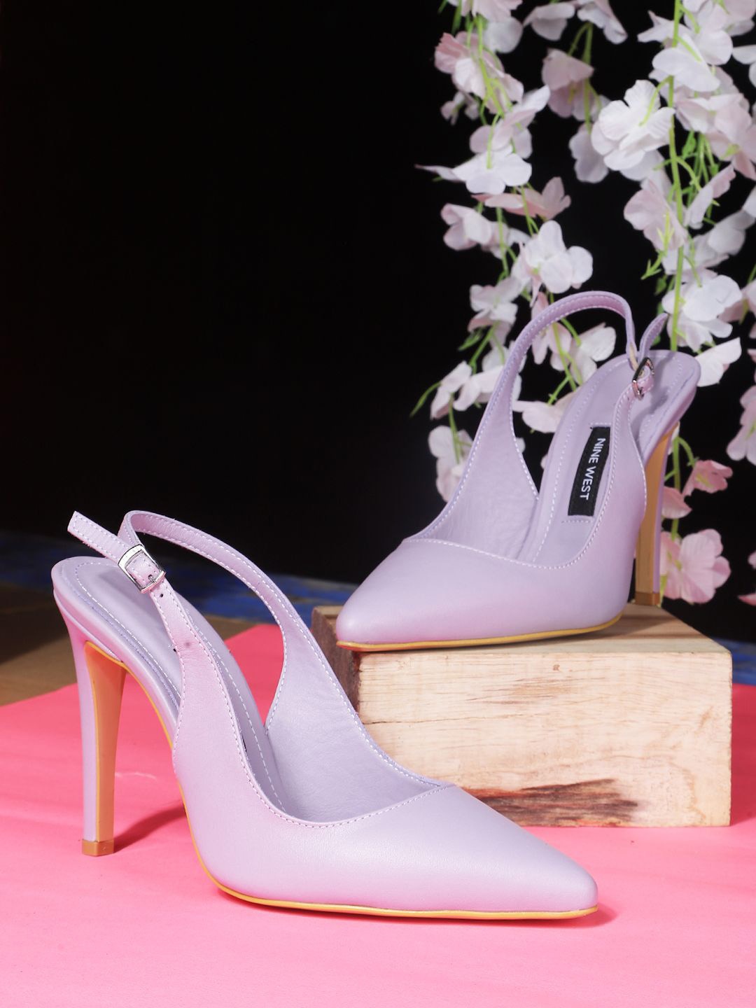 

Nine West Pointed Toe Leather Slim Heeled Pumps, Purple