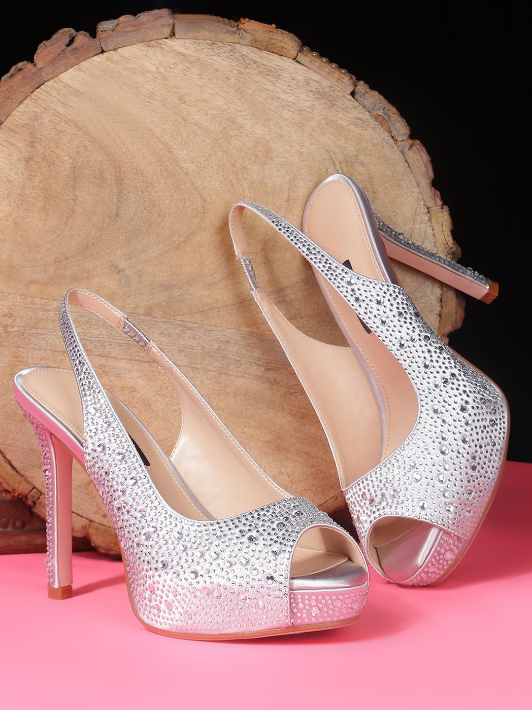 

Nine West Embellished Stiletto Heel Peep Toes, Silver