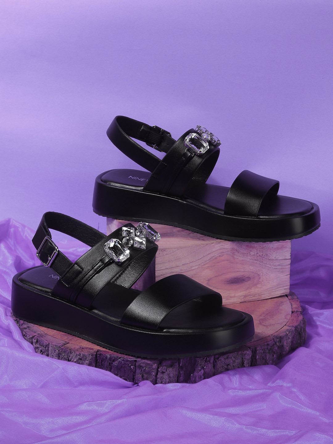 

Nine West Open Toe Flatform Heels, Black