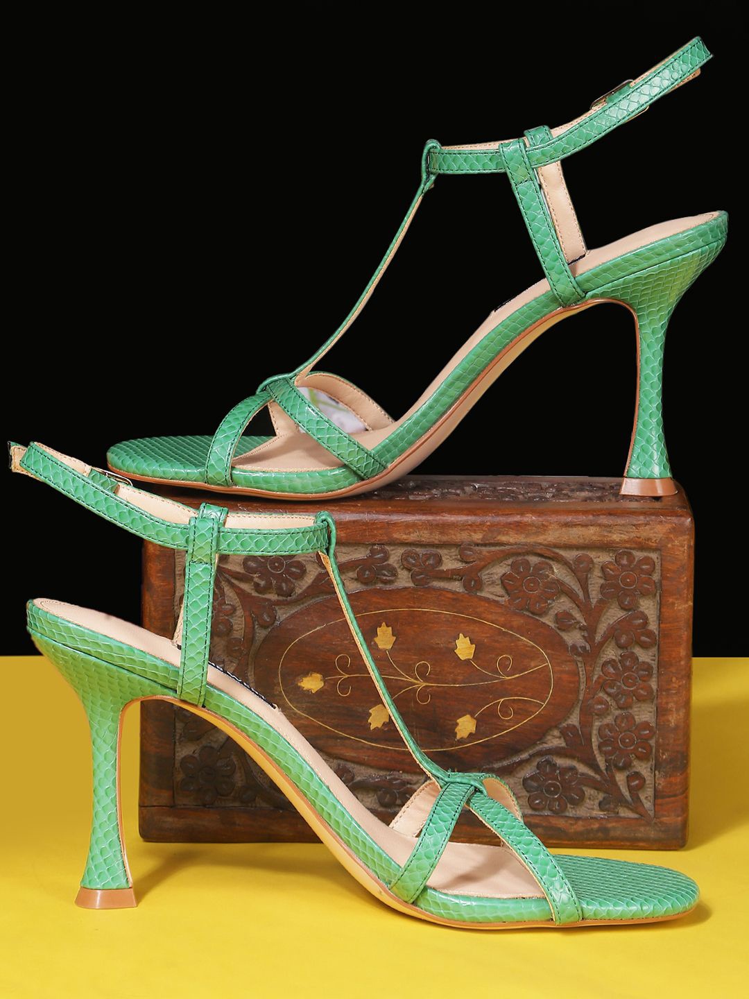 

Nine West Textured Open Toe Stiletto Heels, Green