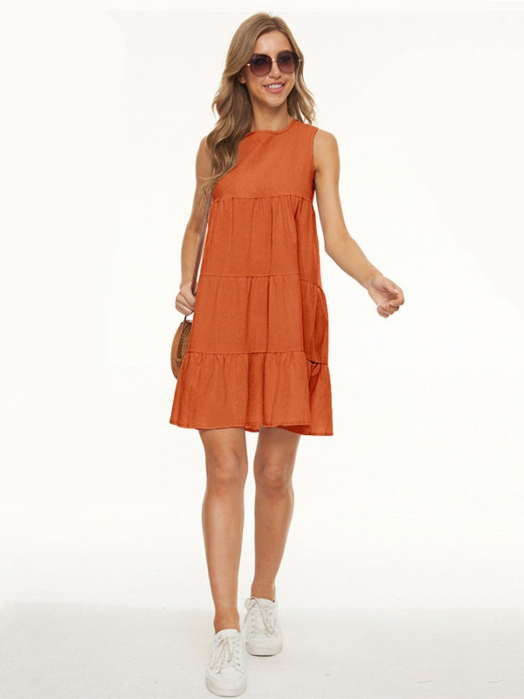 

4WRD by Dressberry Women Sleeveless A-Line Dress, Orange