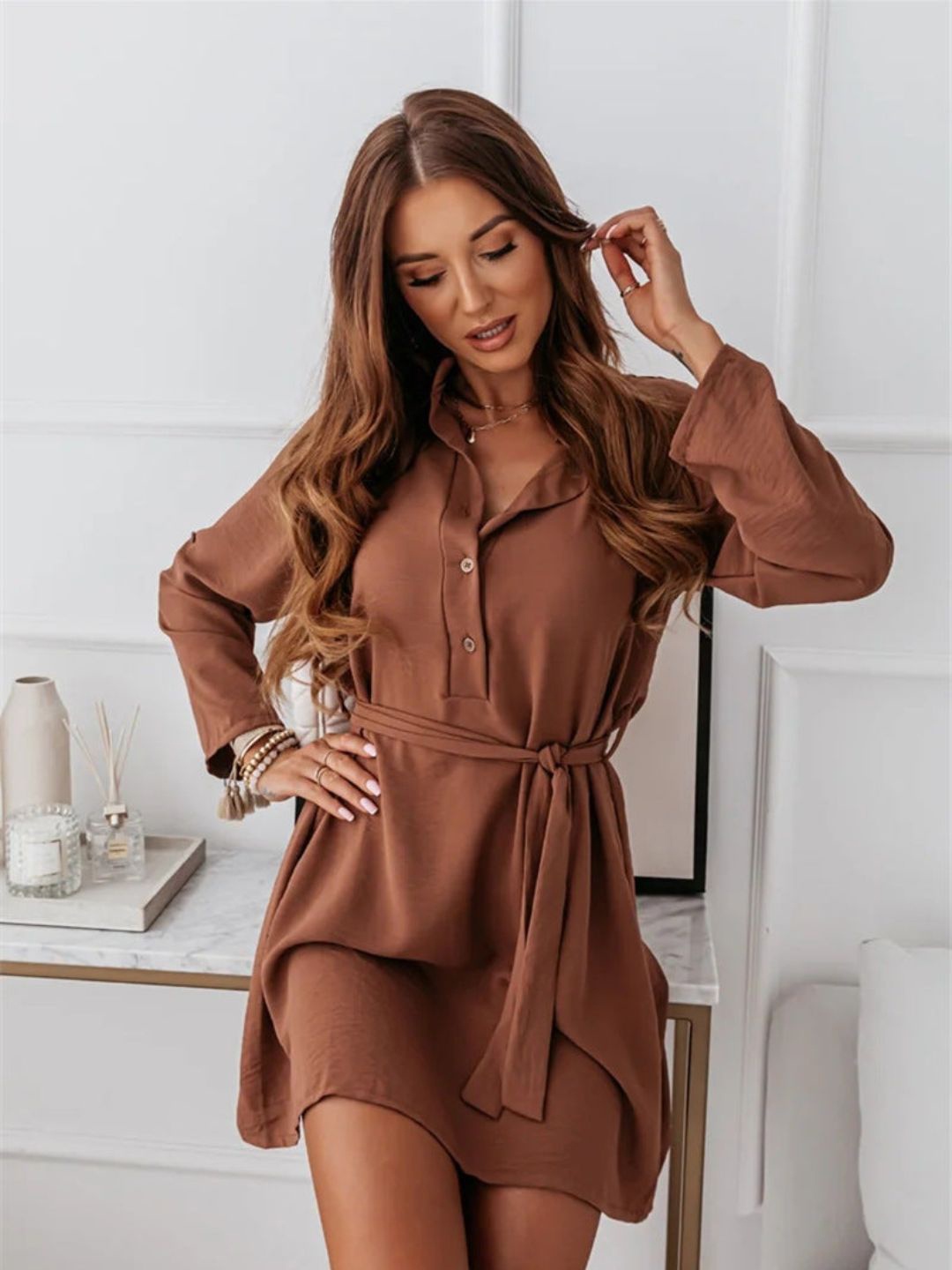 

4WRD by Dressberry Shirt Dress, Brown