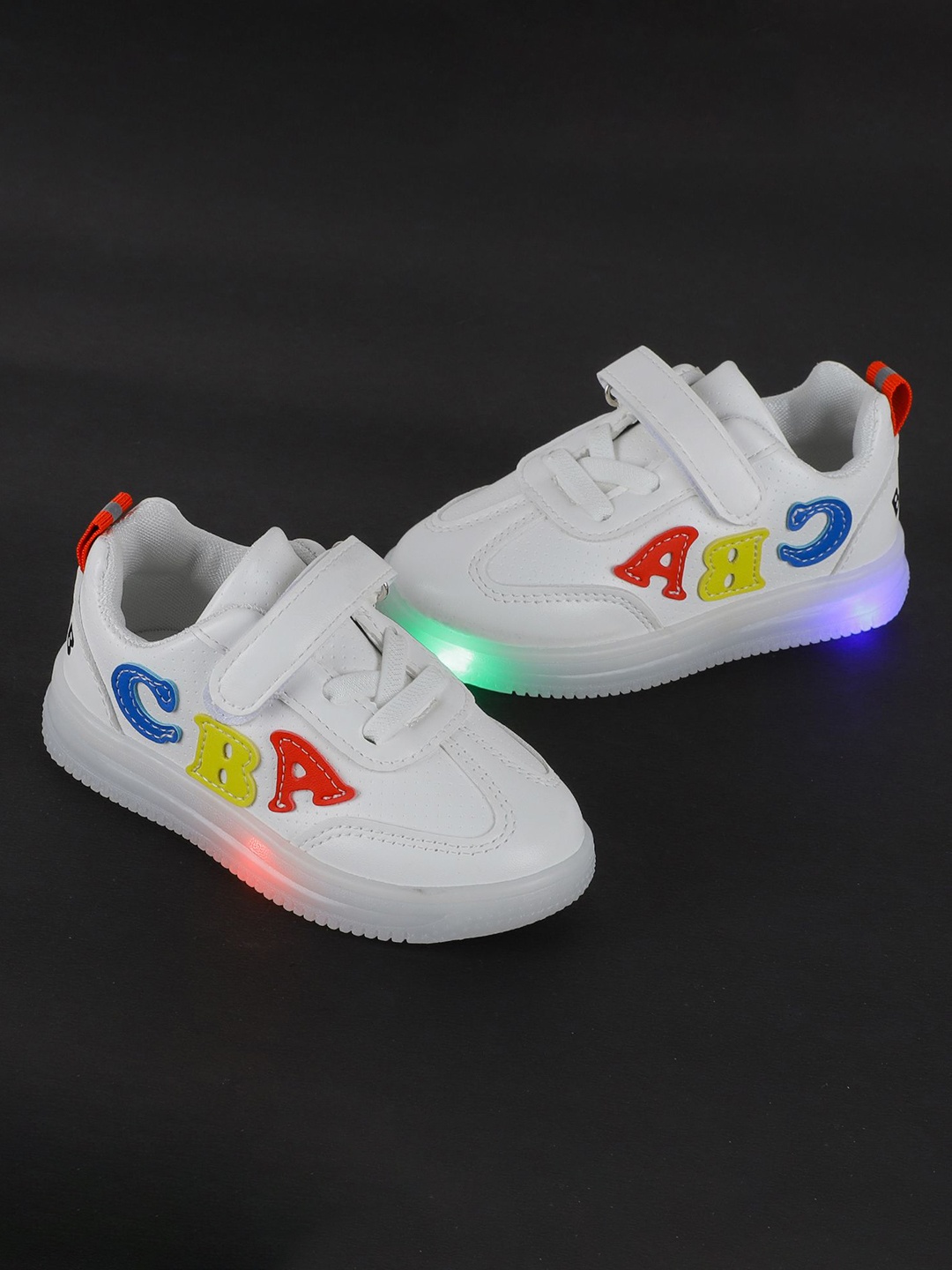 

BAESD Kids Round Toe Comfort Insole LED Sneakers, Red