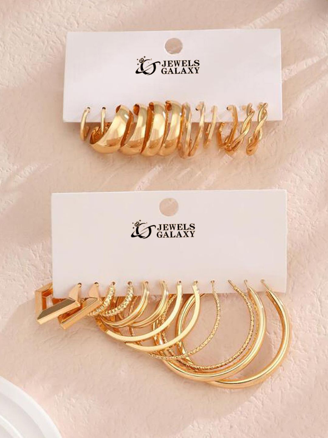 

Jewels Galaxy Set of 12 Gold-Plated Contemporary Hoop Earrings