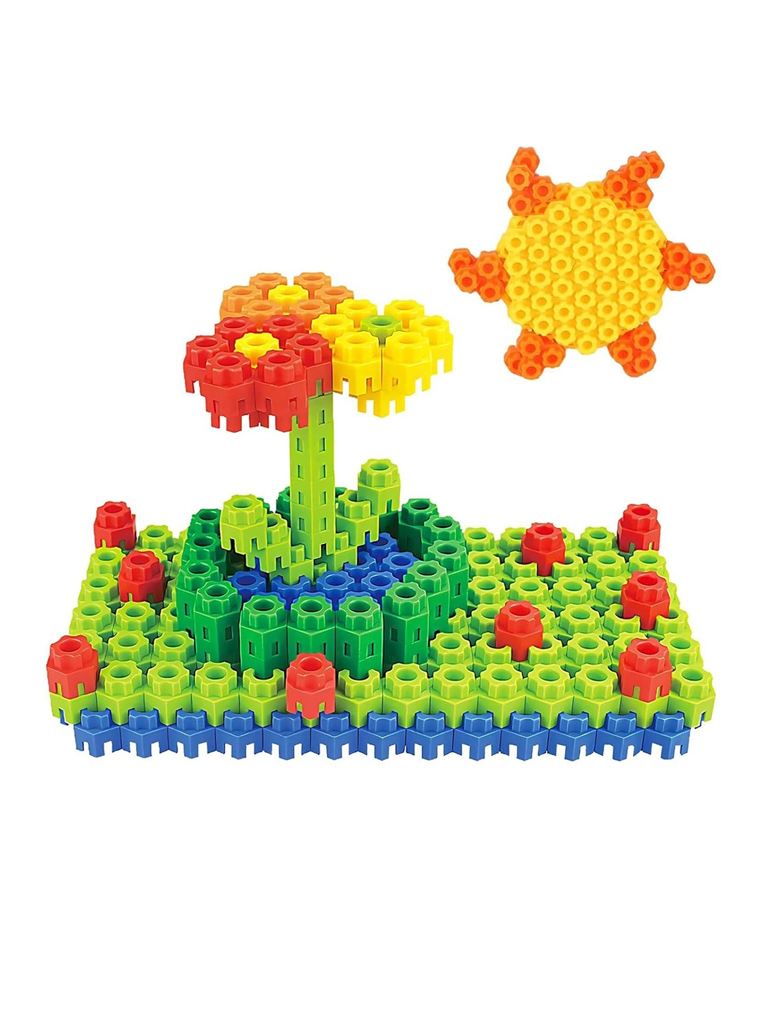 

PLANET of Toys 150 Pieces Hexagonal Building Blocks Set, Red