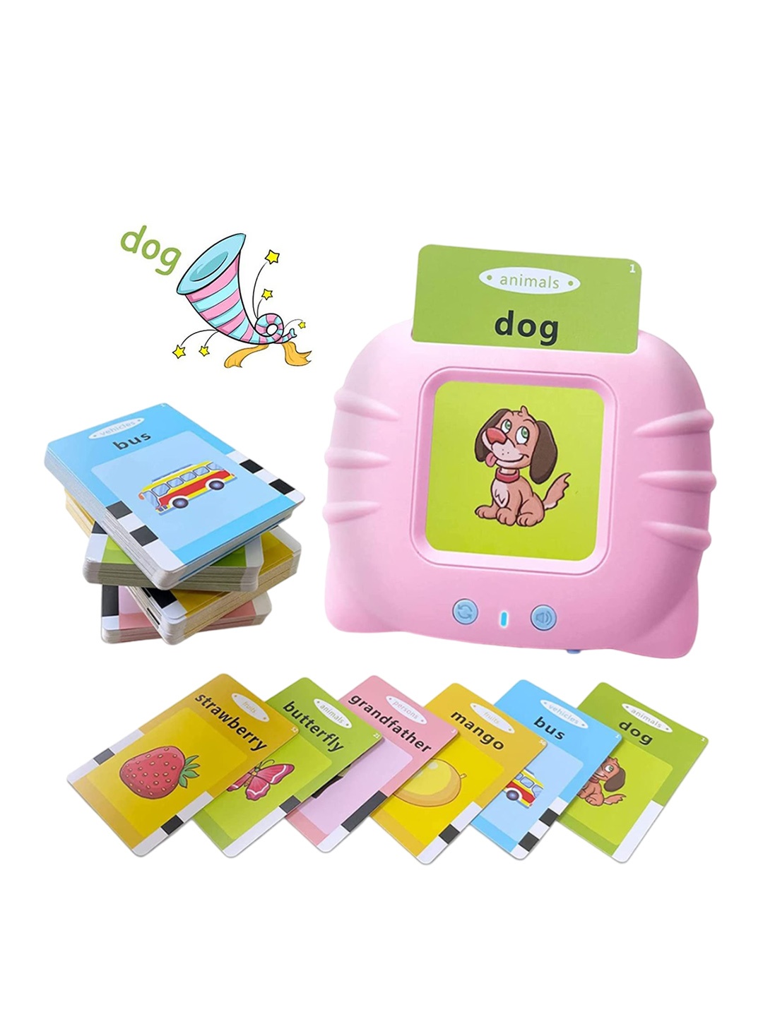 

PLANET of Toys 112 Pieces Talking Reading Cards, Pink