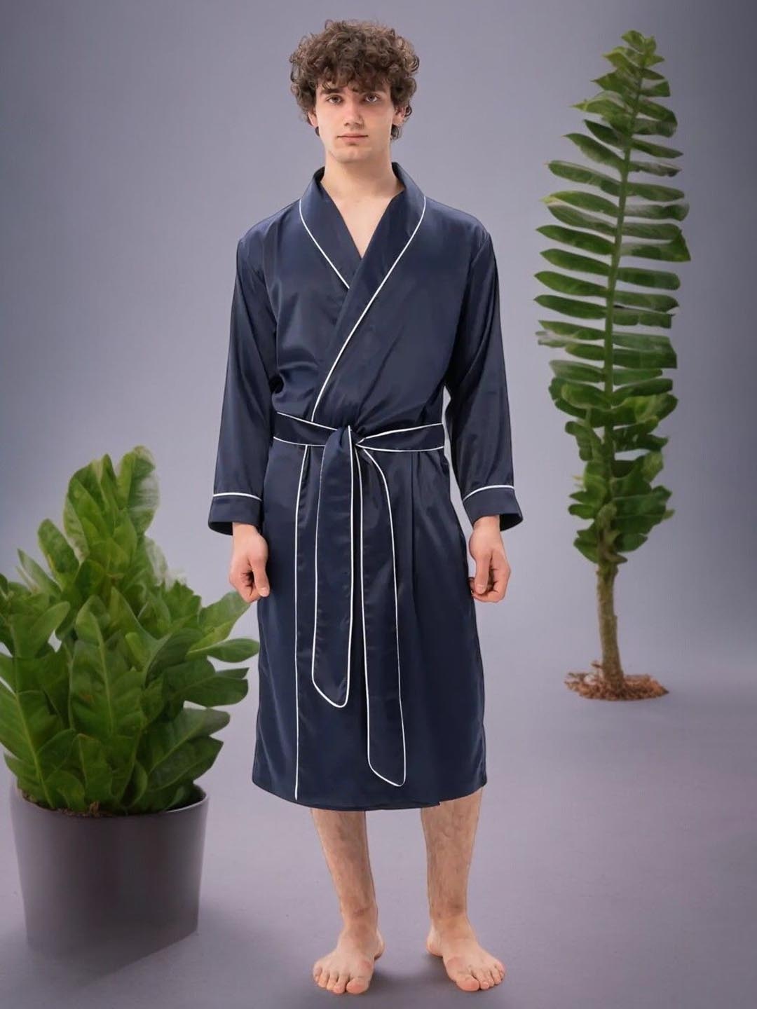 

Bella Babe by SK Men V-neck Knee-Length Robe, Blue