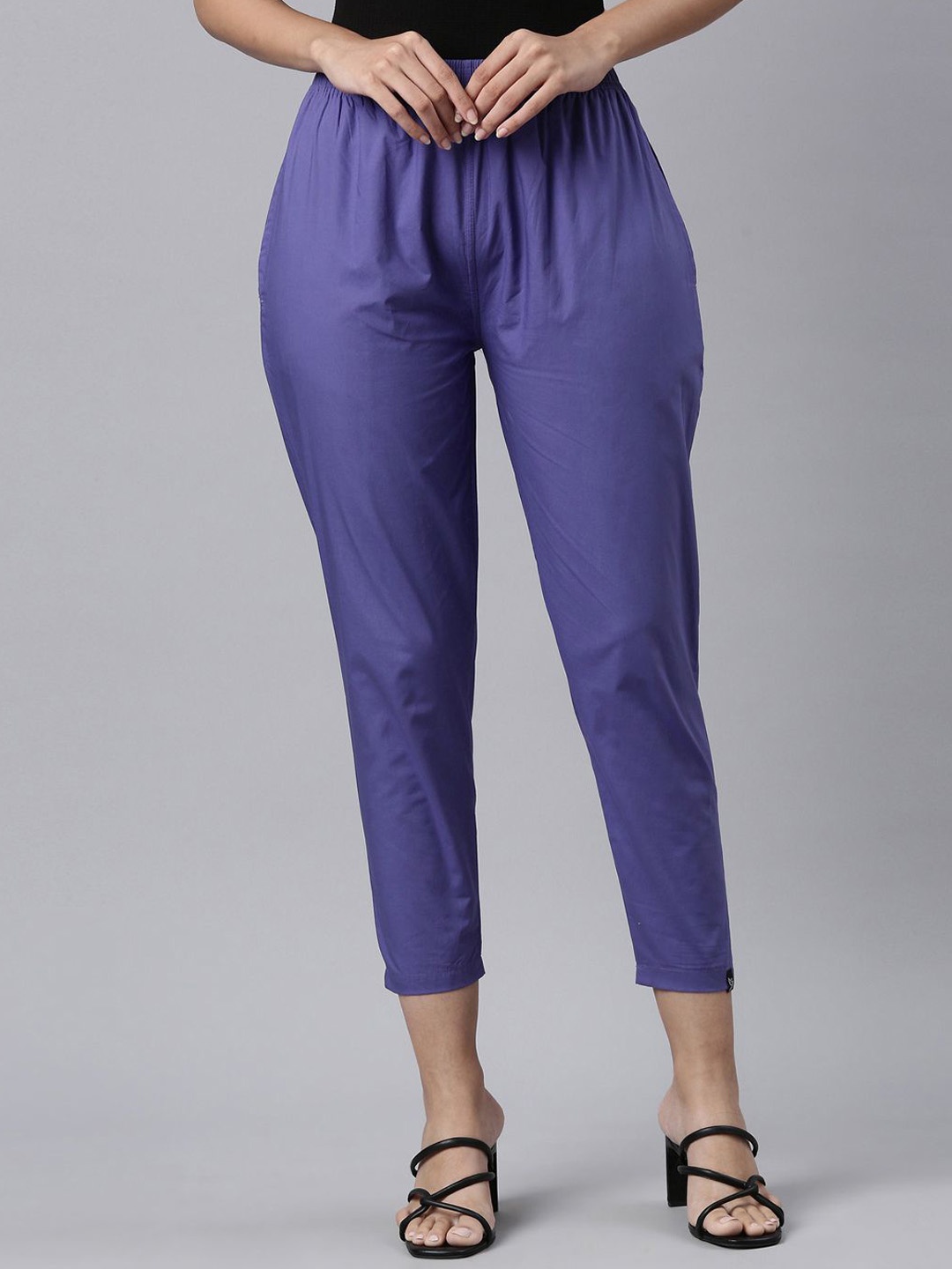 

TWIN BIRDS Women Relaxed Straight Fit Pure Cotton Trousers, Violet