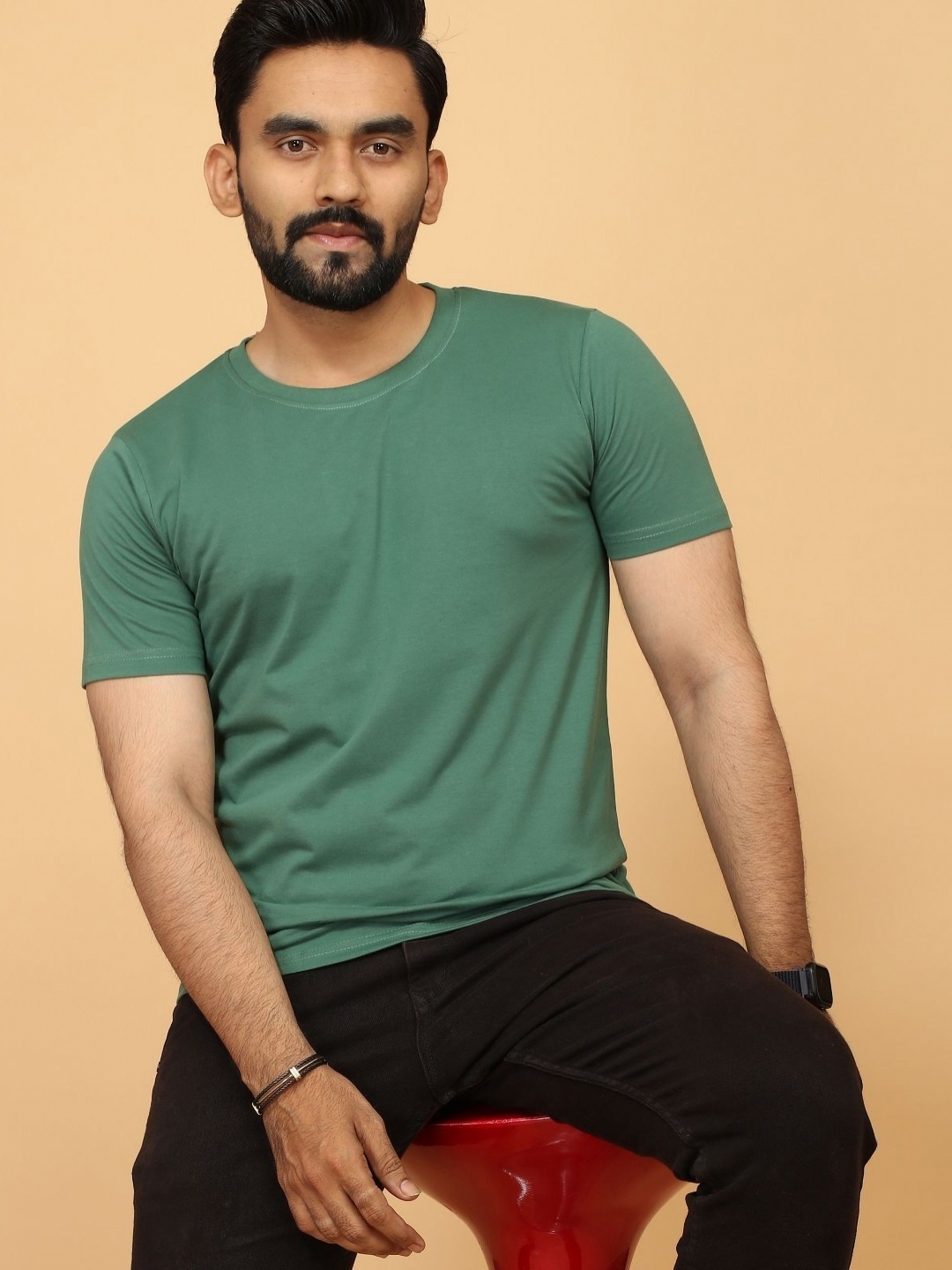 

STI Men Round Neck Pockets T-shirt, Green