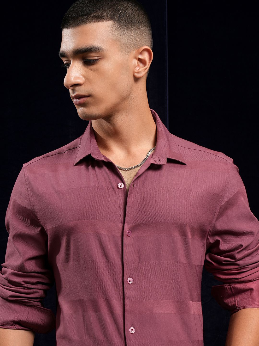 

HIGHLANDER Men Rose Dobby Textured Occasion Shirt, Pink