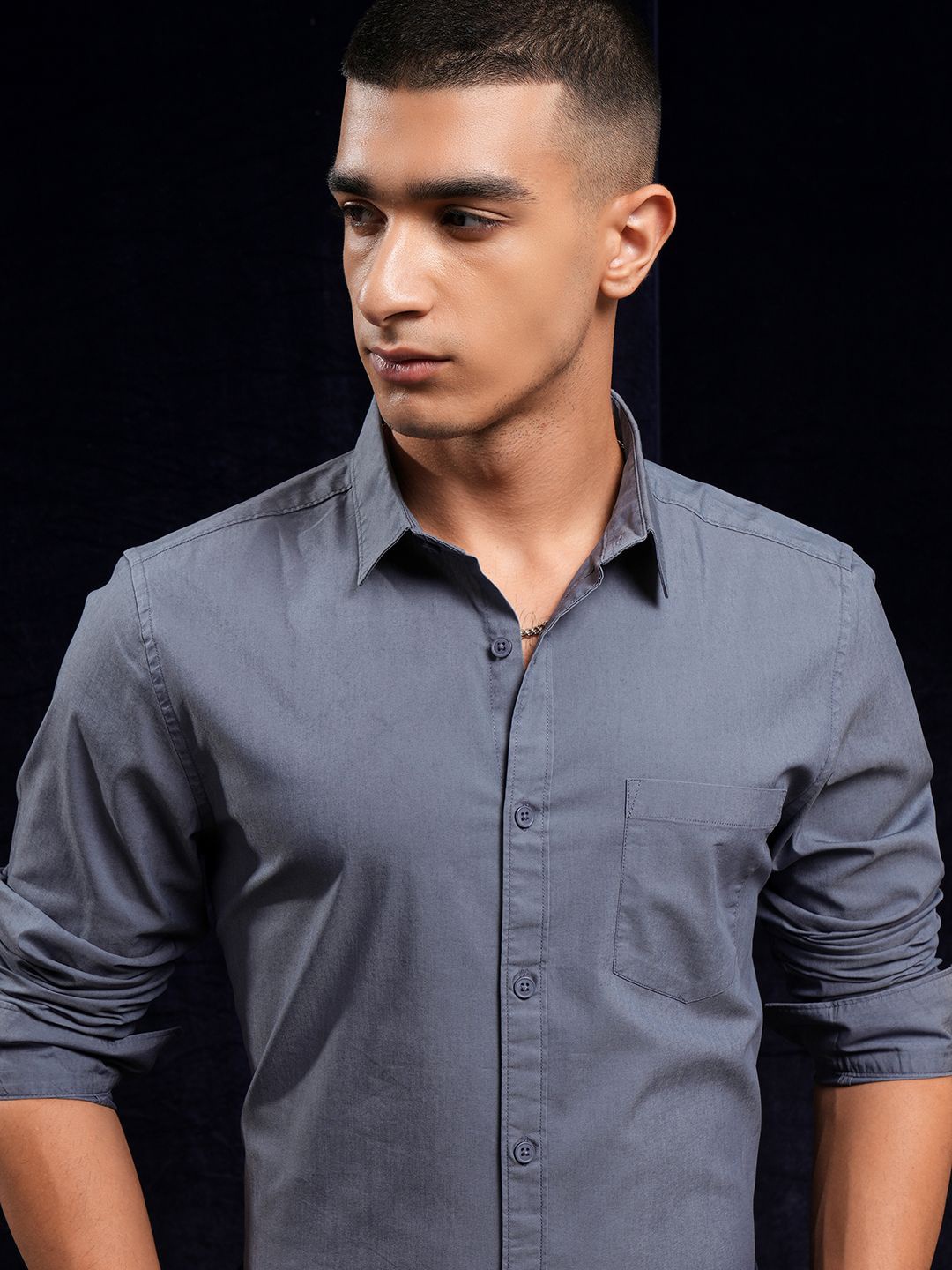 

HIGHLANDER Men Popcorn Textured Printed Striped Relaxed Shirt, Blue