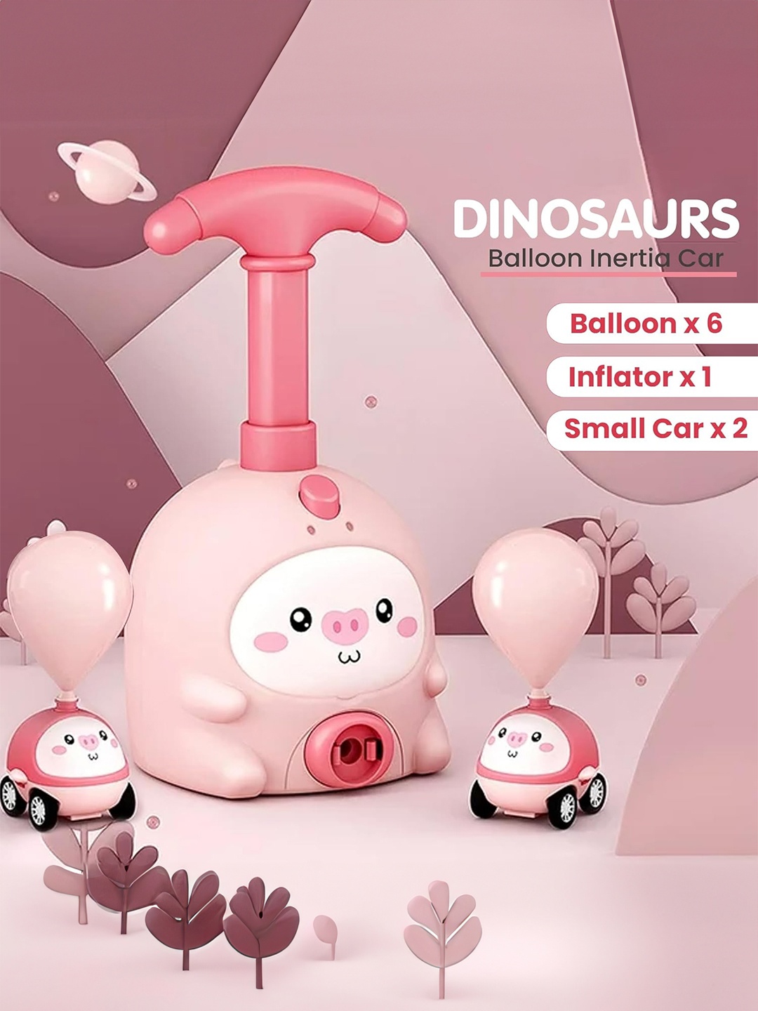 

Kidology Kids Balloon Launcher Car Toy Set with Manual Balloon Pump, Pink