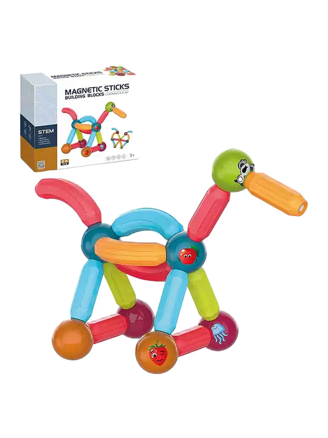 

Kidology 26 Pieces Magnetic Sticks and Balls Building Blocks Toys, Pink