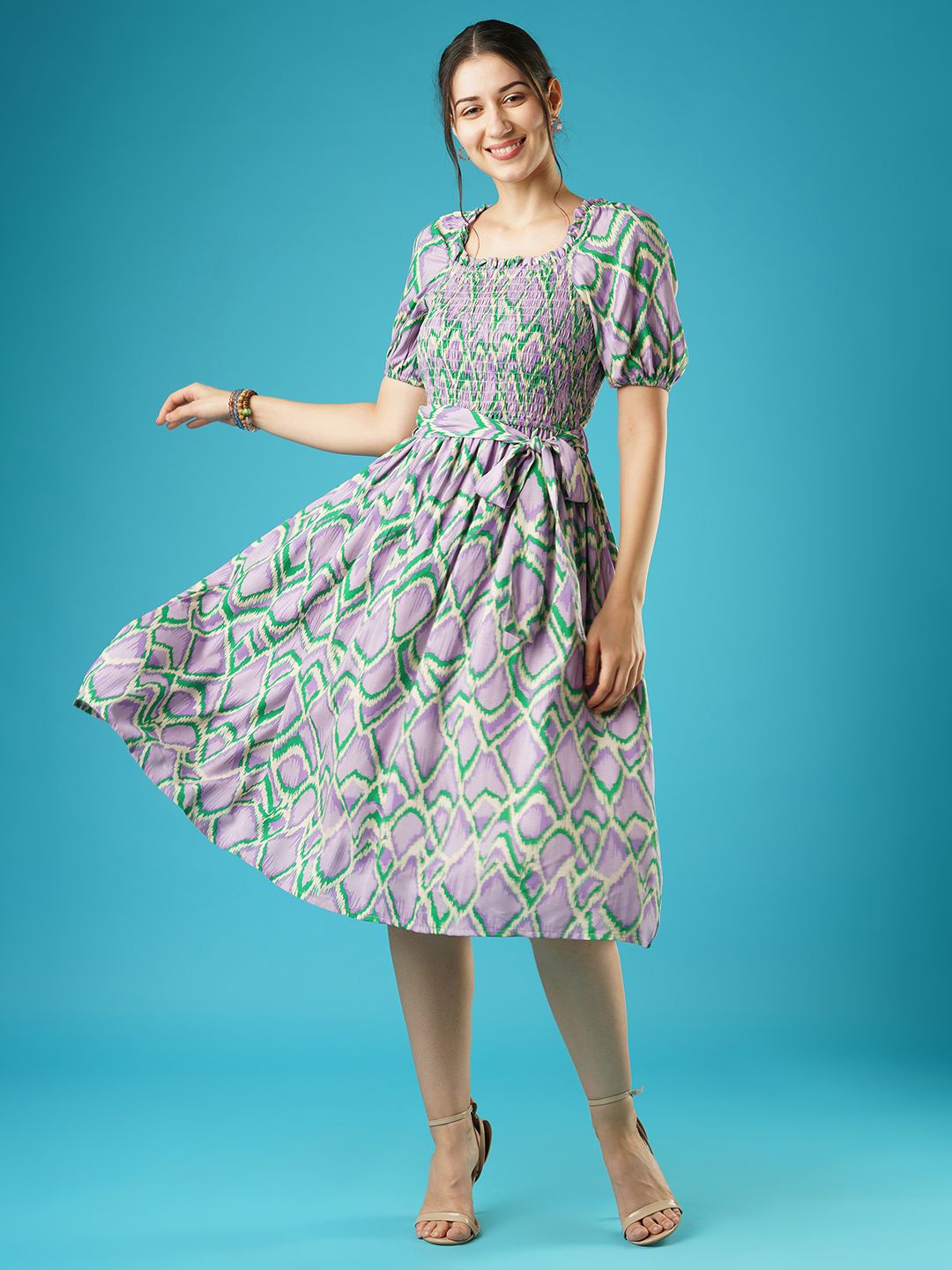 

Globus Women Bright ideas Floral Print Fit & Flare Midi Dress, Lavender