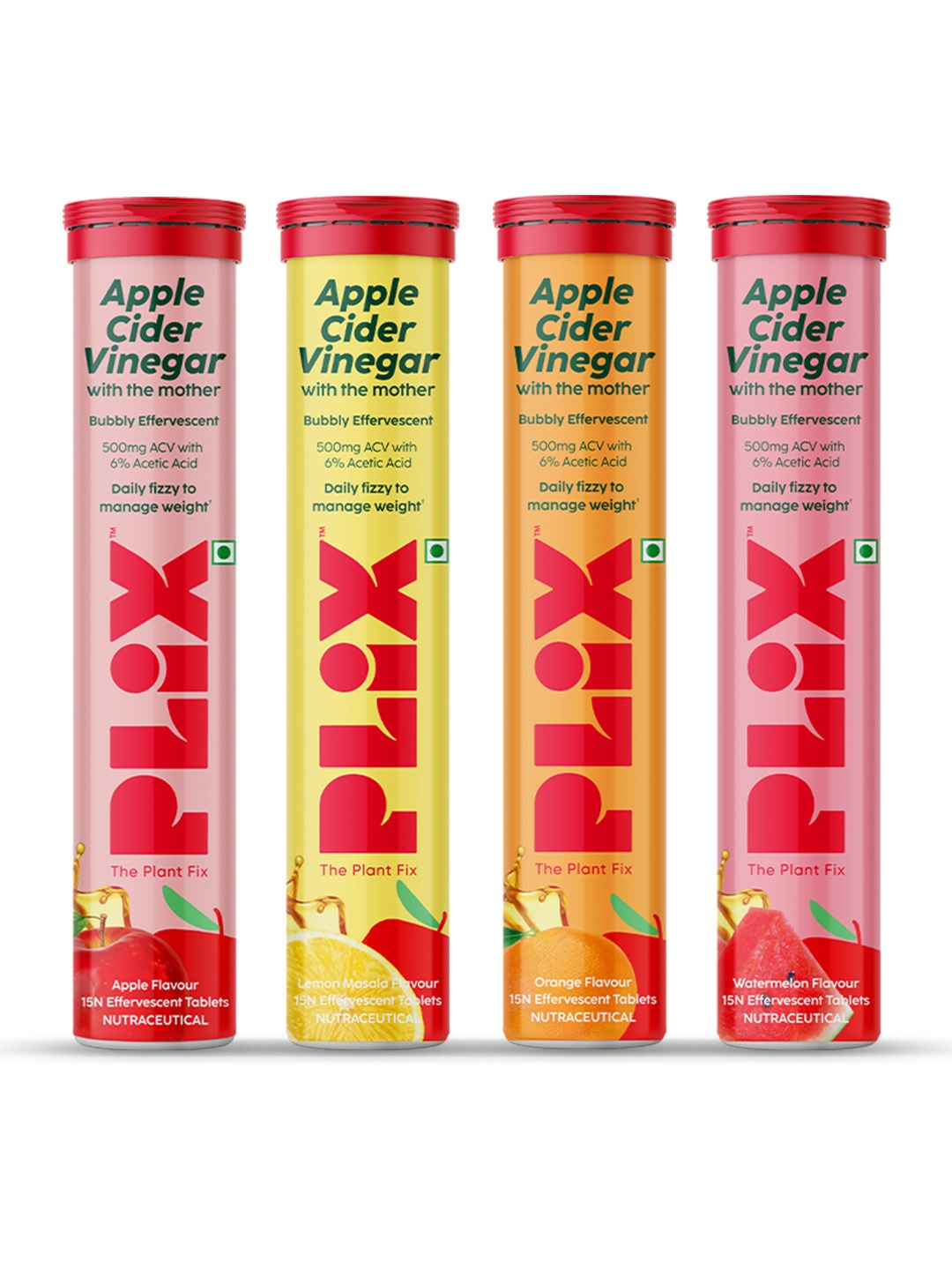 

PLIX THE PLANT FIX Set Of 4 Apple Cider Vinegar Tablets - 15 Tablets Each, Red