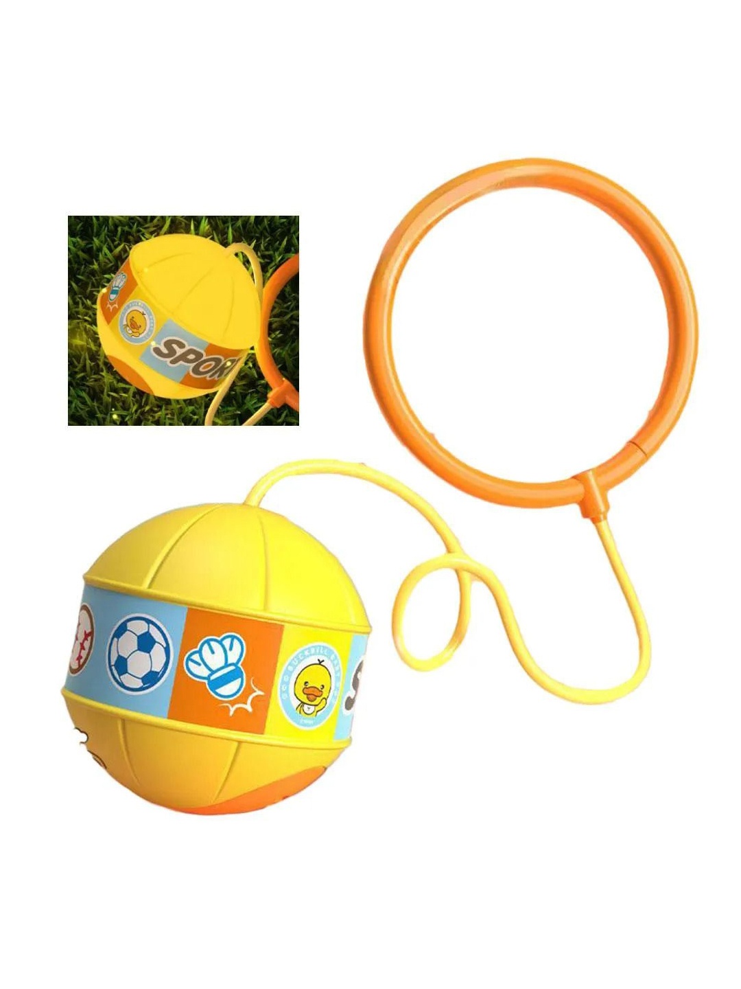 

MUREN Jumping Ankle Skip Ball with Light Flashing Flexible Sports Toy, Yellow