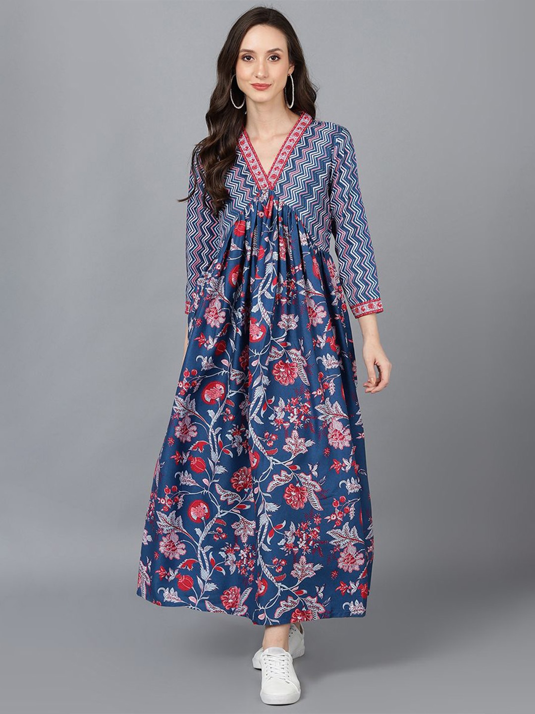 

KALINI Women Ethnic Motifs Print Maxi Dress, Blue
