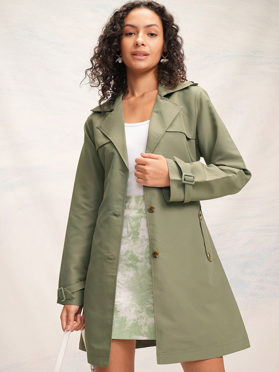 

CHIC BY TOKYO TALKIES Solid Women Longline Tailored Jacket, Olive