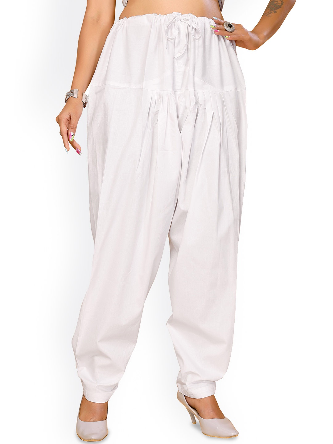 

BAPS Women Straight Fit Cotton Salwar, White