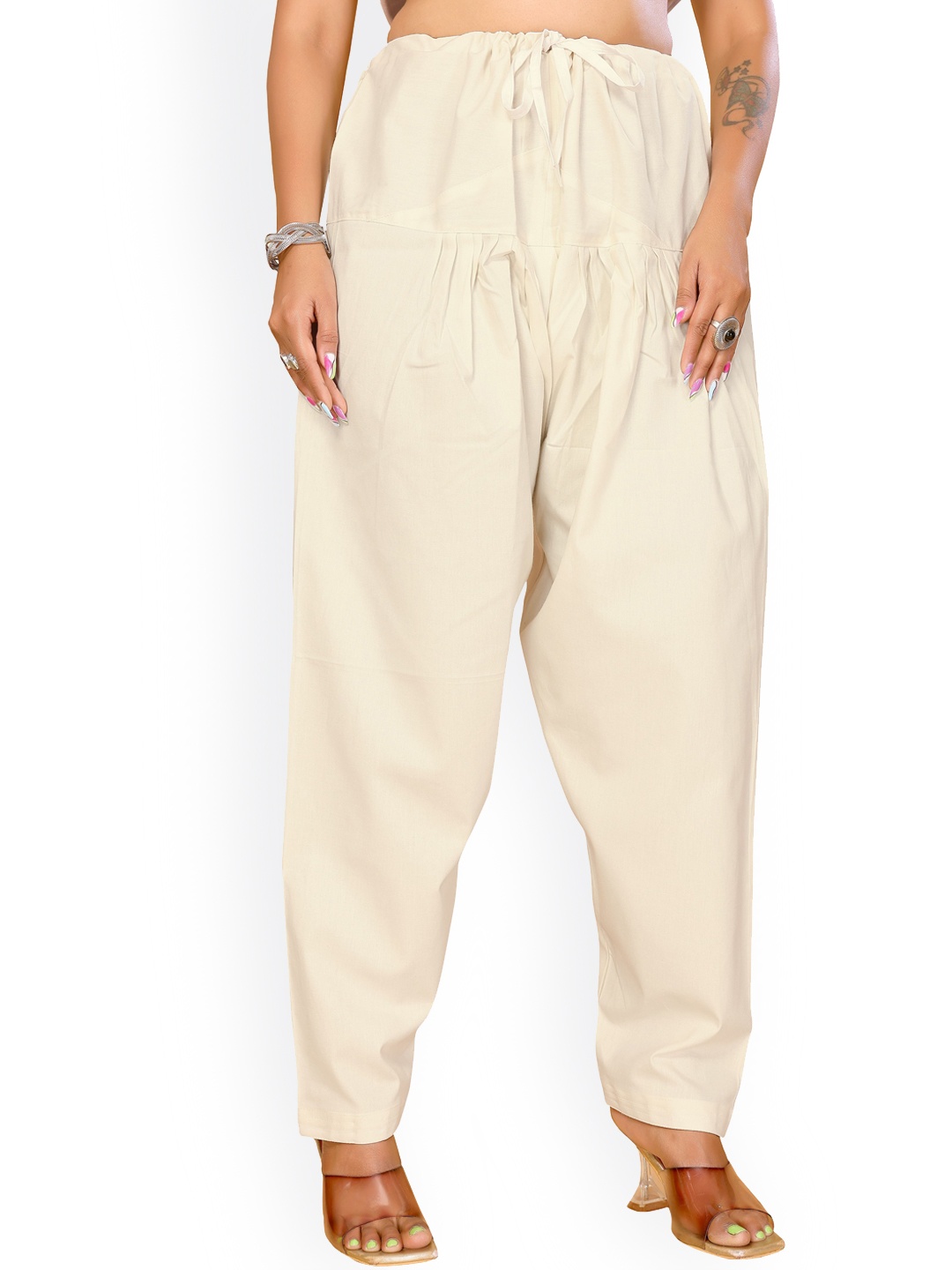 

BAPS Women Straight Fit Cotton Salwar, Off white