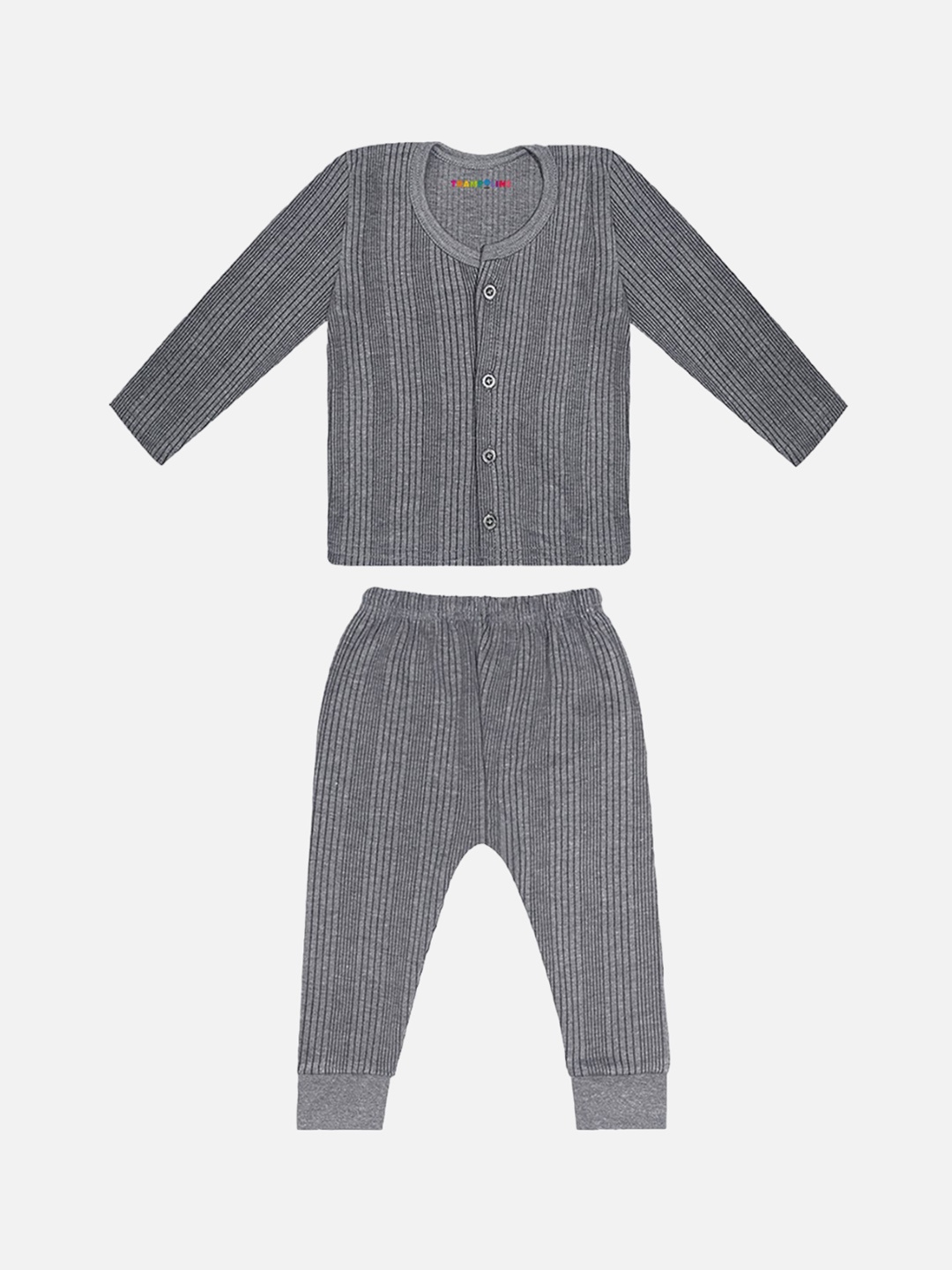 

YK X Trampoline Kids Striped Thermal Set, Grey