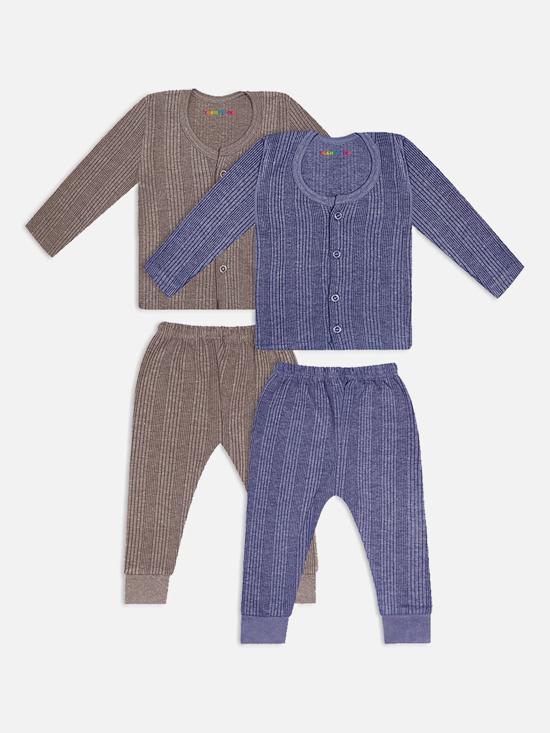 

YK X Trampoline Infants Pack Of 2 Cotton Thermal Set, Brown