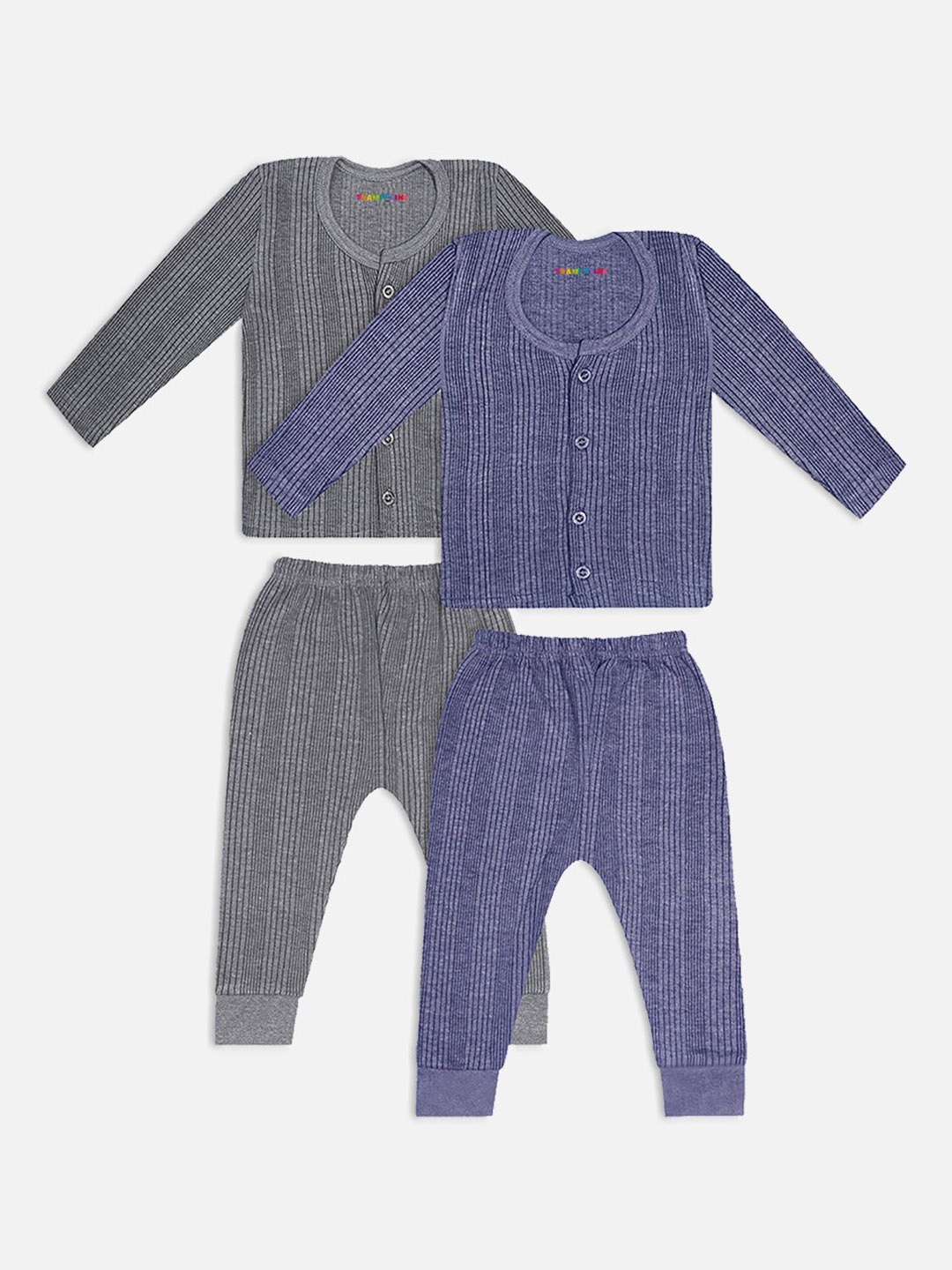 

YK X Trampoline Infants Pack Of 2 Striped Thermal Set, Blue