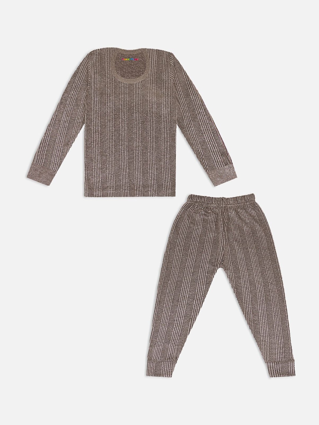 

YK X Trampoline Infants Striped Thermal Set, Brown