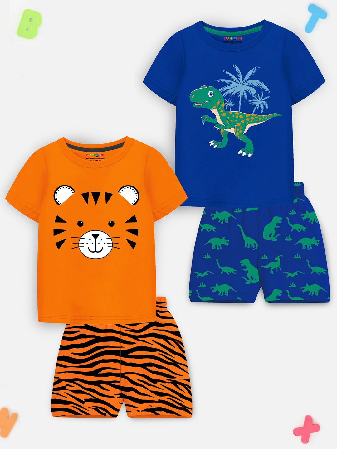 

YK X Trampoline Kids Pack of 2 Printed T-shirt with Shorts, Blue
