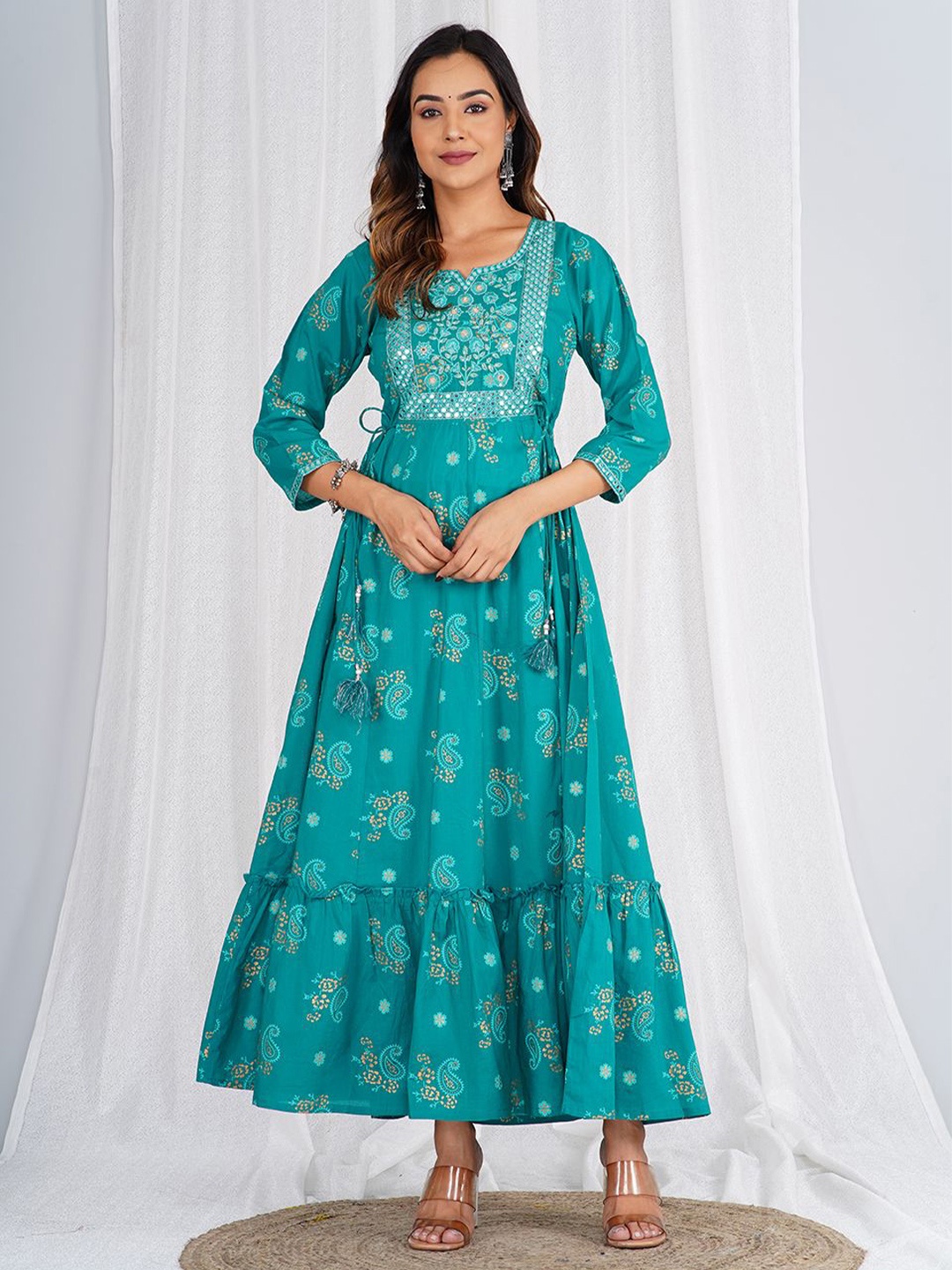 

KALINI Floral Print Fit & Flare Dress, Green
