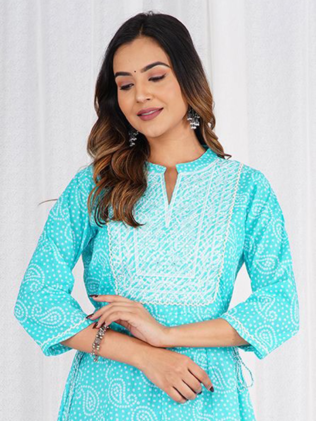 

KALINI Floral Print Puff Sleeve A-Line Dress, Green