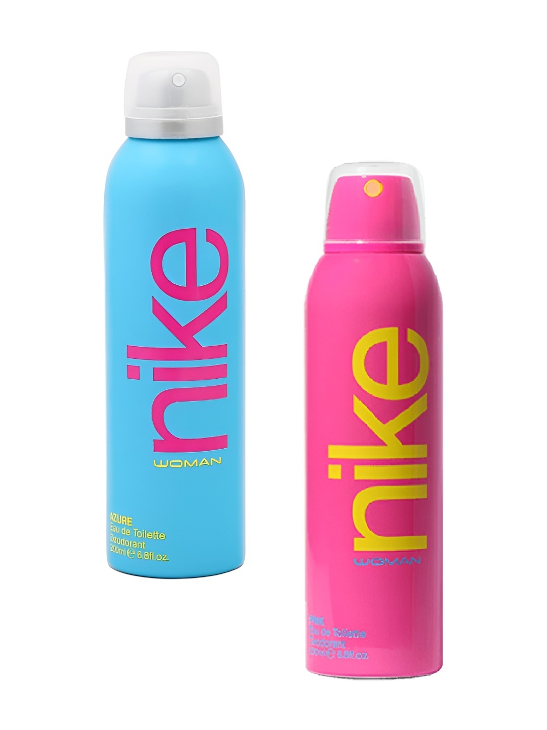 

Nike Women Set Of 2 Azure & Pink Eau De Toilette Deodorant 200ml Each, Transparent