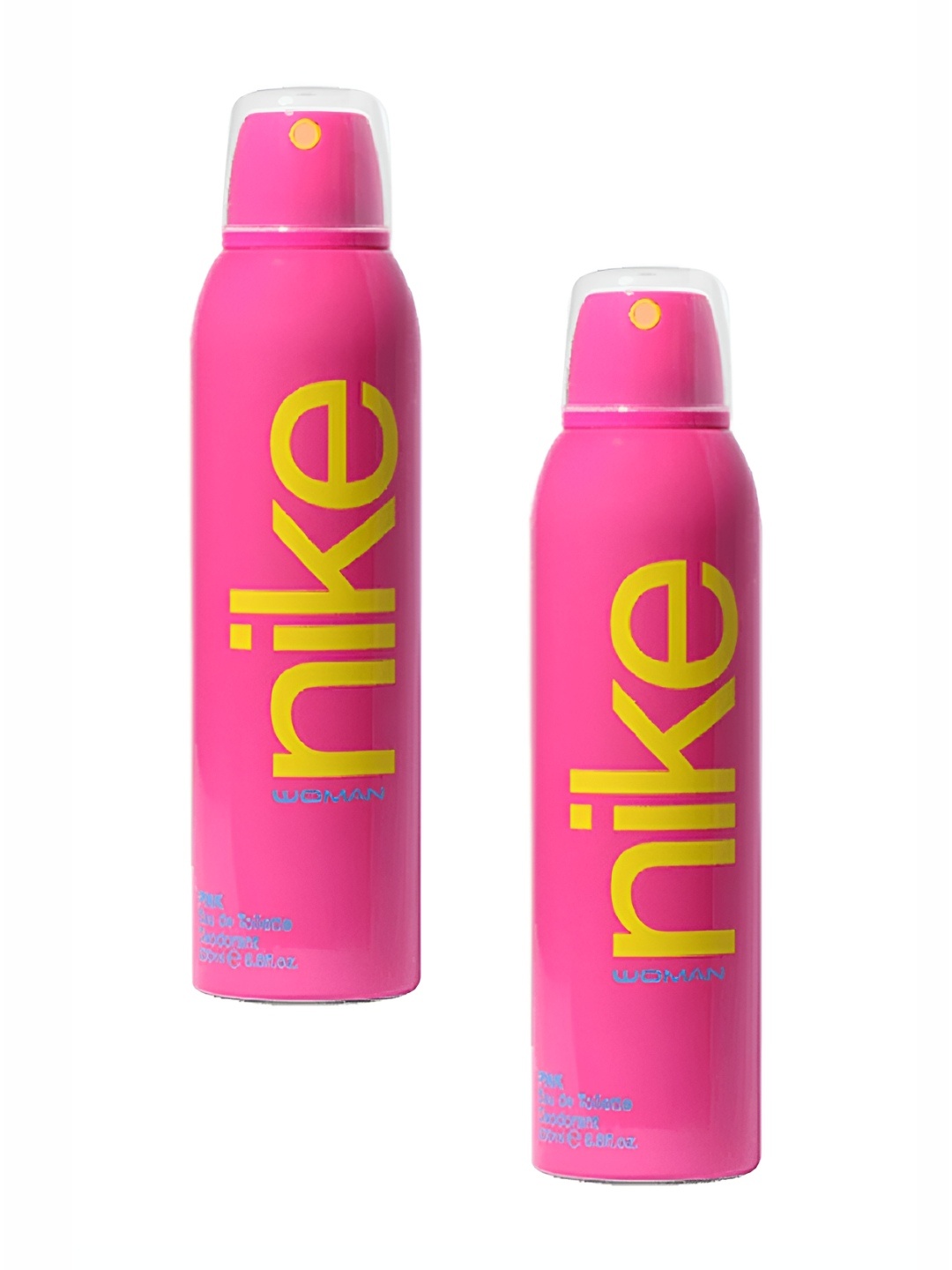 

Nike Women Set Of 2 Pink Eau De Toilette Dodorant Body Spray 200ml Each, Transparent