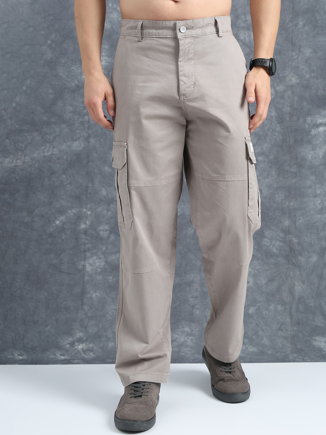 

The Roadster Lifestyle Co Relaxed Fit Cotton Cargo Trousers, Silver