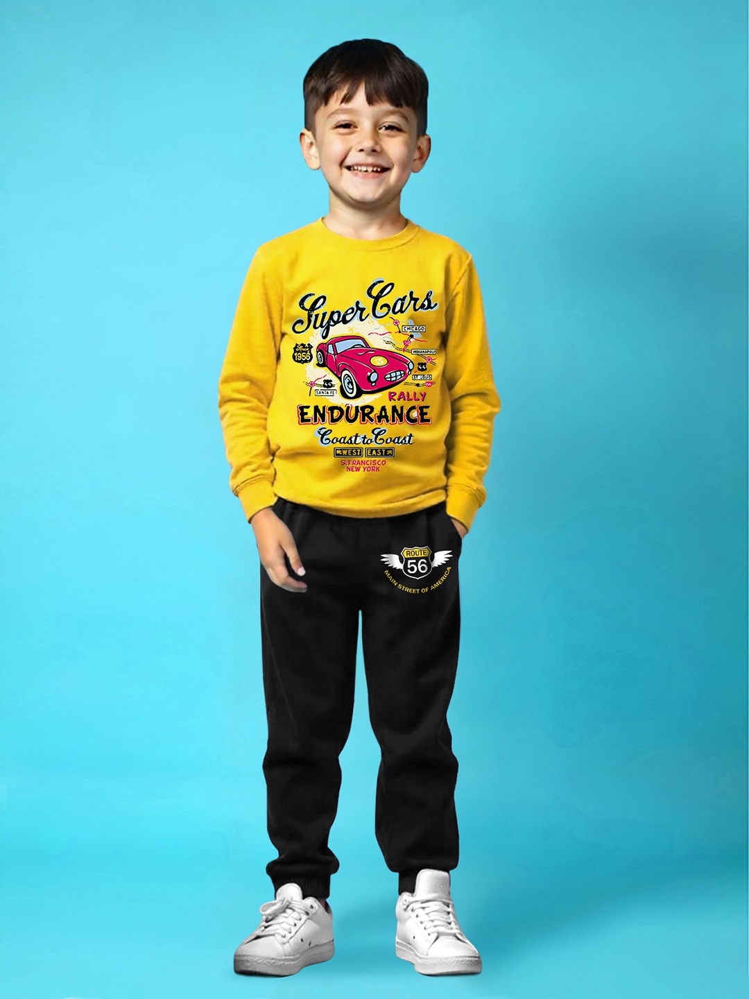 

YK X Trampoline Kids Printed T-shirt with Trousers, Yellow