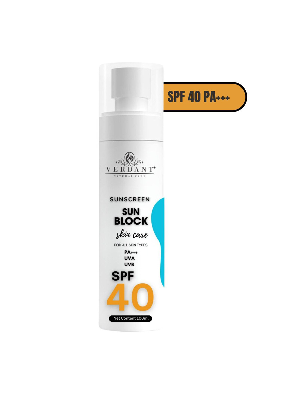 

Verdant Natural Care Sun Block Sunscreen Lotion SPF 40 PA+++ - 100ml, White