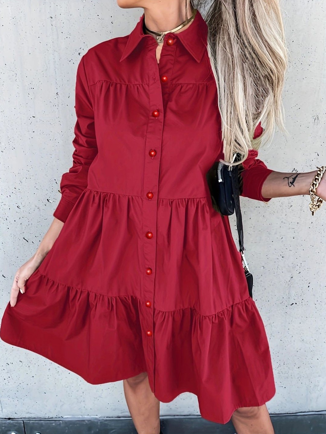 

4WRD by Dressberry Women Shirt Dress, Red