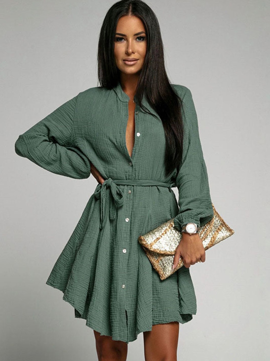 

4WRD by Dressberry long-sleeved Shirt Dress, Olive