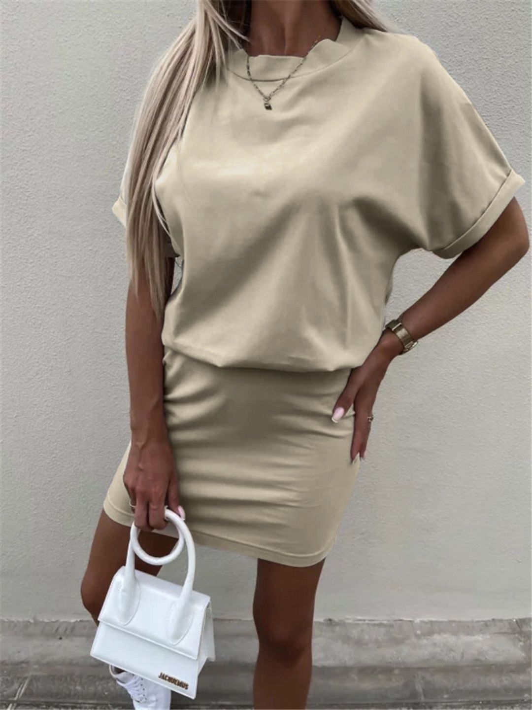 

4WRD by Dressberry Blouson Dress, Beige