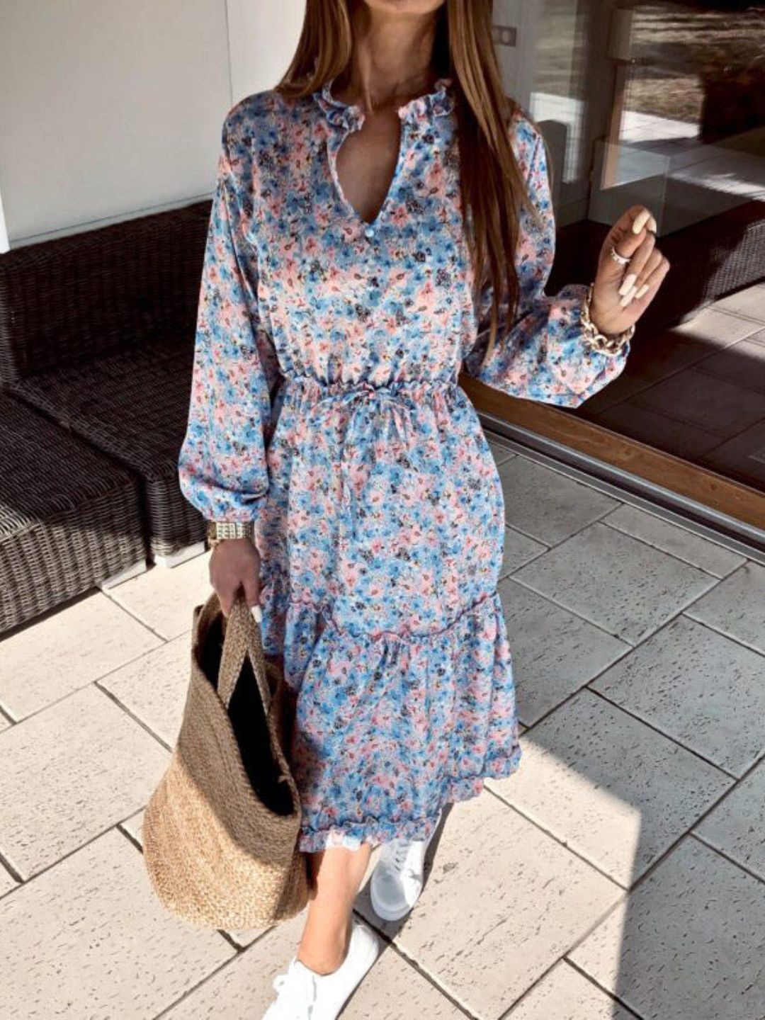 

4WRD by Dressberry Floral Print Fit & Flare Dress, Blue