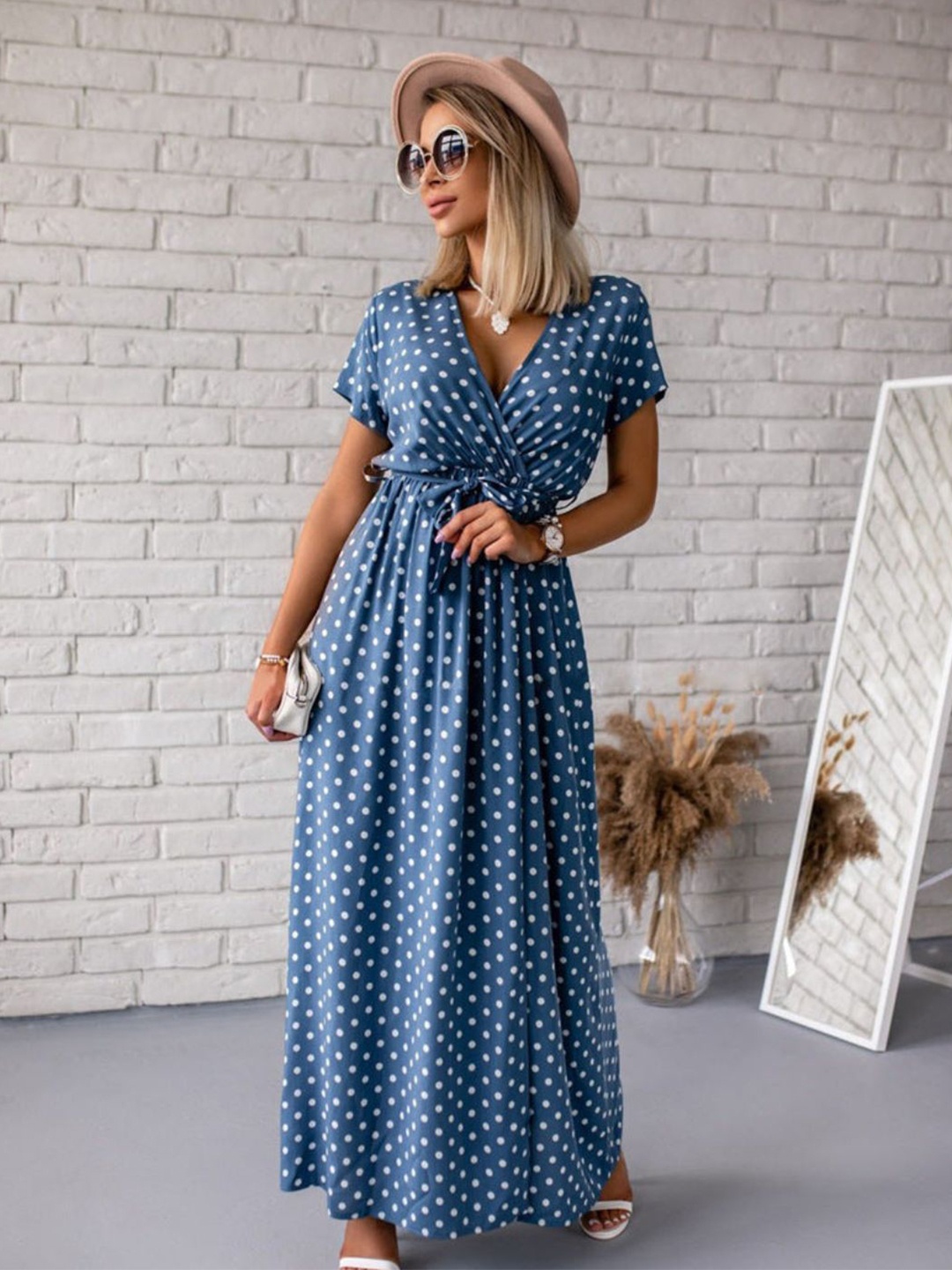 

4WRD by Dressberry Print Maxi Dress, Navy blue