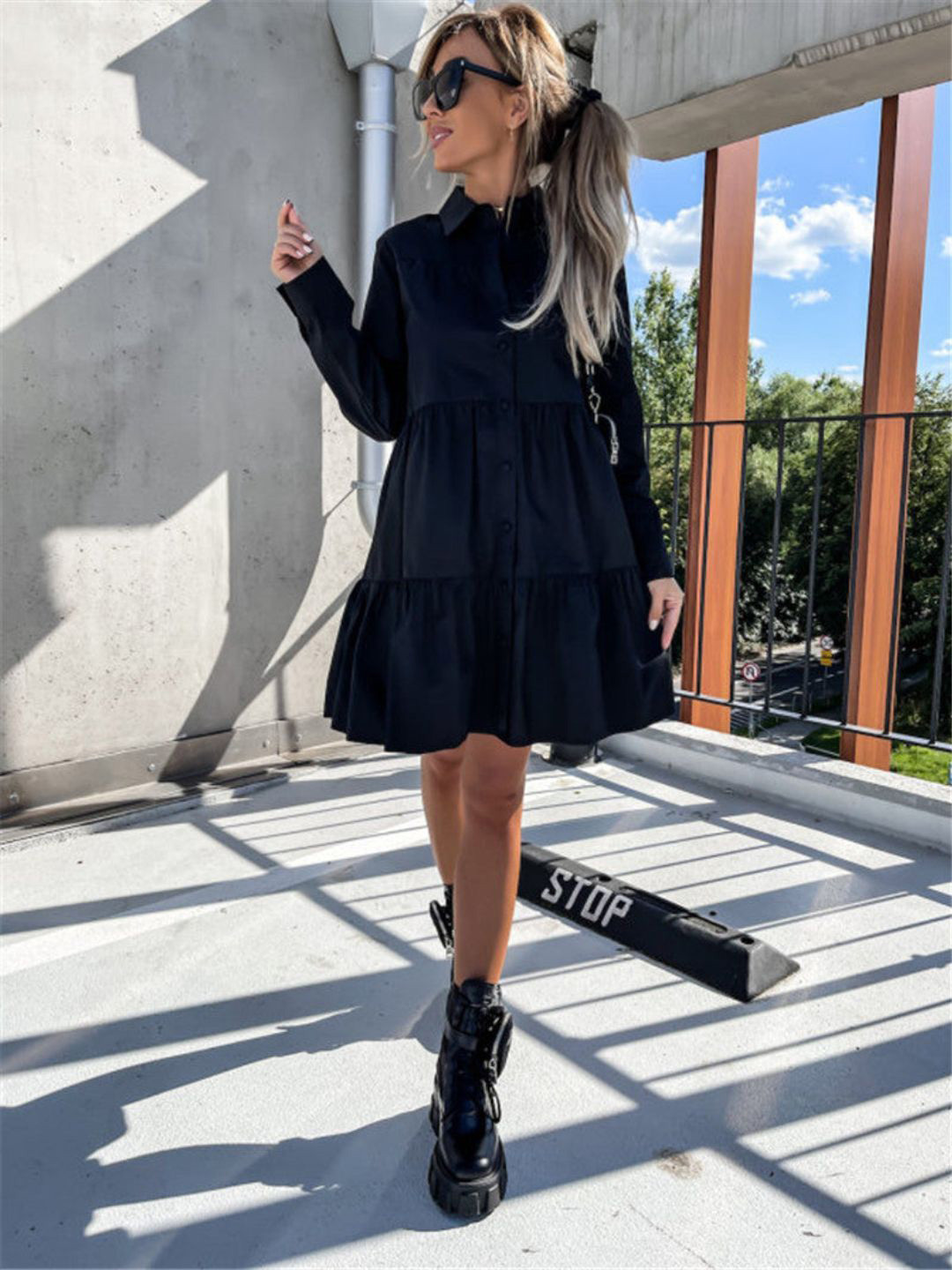 

4WRD by Dressberry A-Line Dress, Black