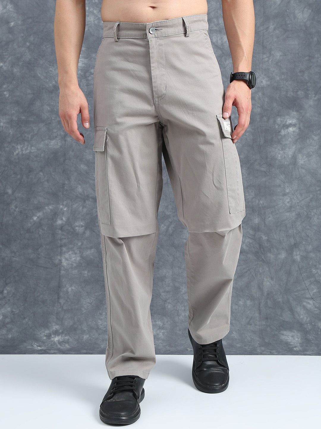 

The Roadster Lifestyle Co Relaxed Fit Cotton Cargo Trousers, Silver
