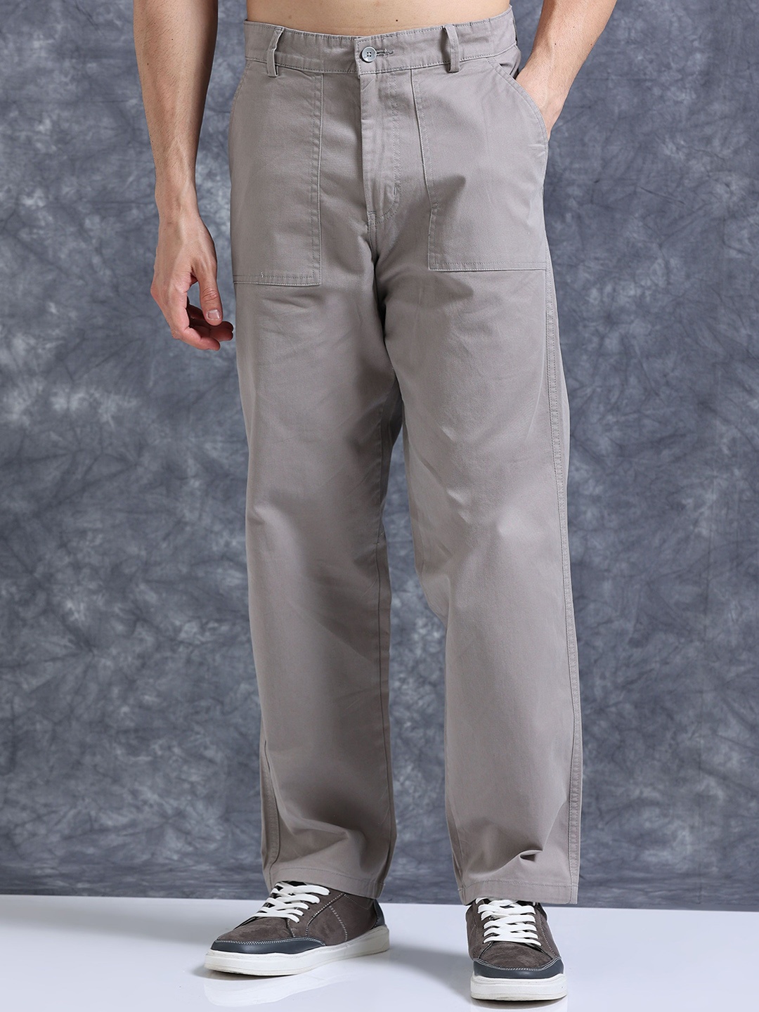

The Roadster Lifestyle Co Relaxed Fit Cotton Cargo Trousers, Silver