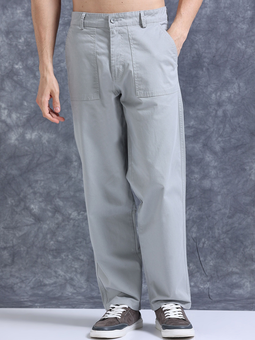 

The Roadster Lifestyle Co Relaxed Fit Cotton Cargo Trousers, Turquoise blue